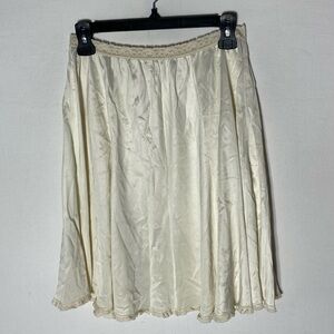 Vintage French Maid Cream Satiny Skirt Slip W Lace Hem L Coquette Boho Soft Girl
